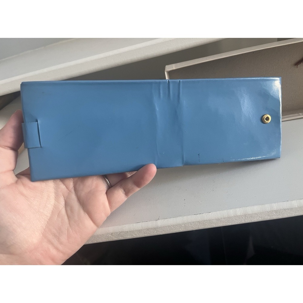 NOS 1960s Ladies Billfold Photo Holder Wallet Blue New Money - Picture 5 of 11